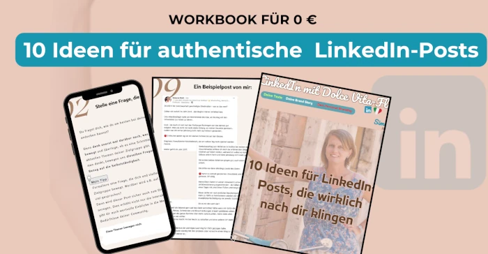 Mockup für das 0€ - Workbook "10 Ideen für authentische LinkedIn-Posts"